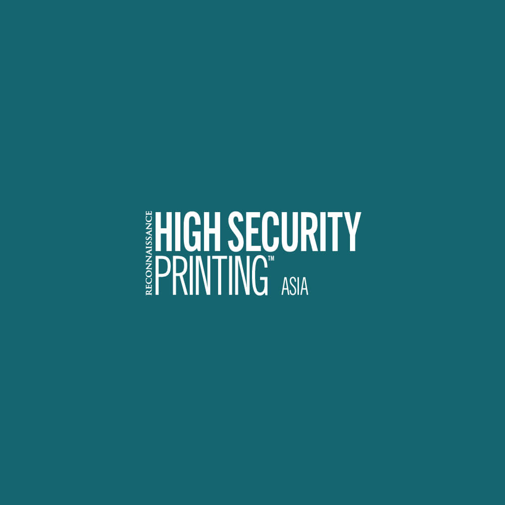 the High Security Printing Asia event logo on a turquoise background