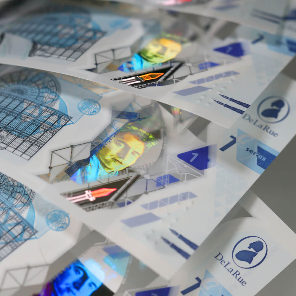 a collection of bespoke tester De La Rue house notes in various stages of production